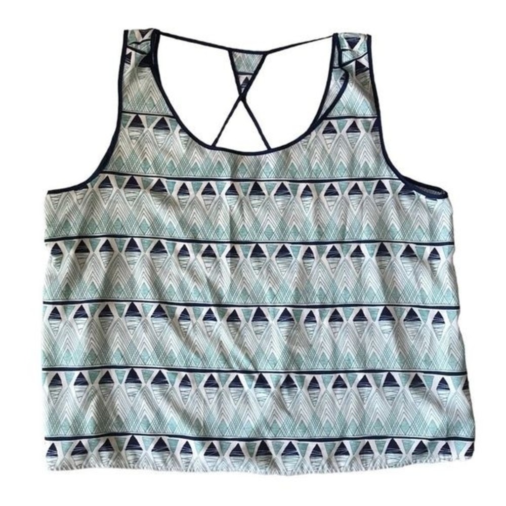 Dots Top Plus Size Sleeveless Cut-Out Back Scoop Neck Teal/White Size 3X